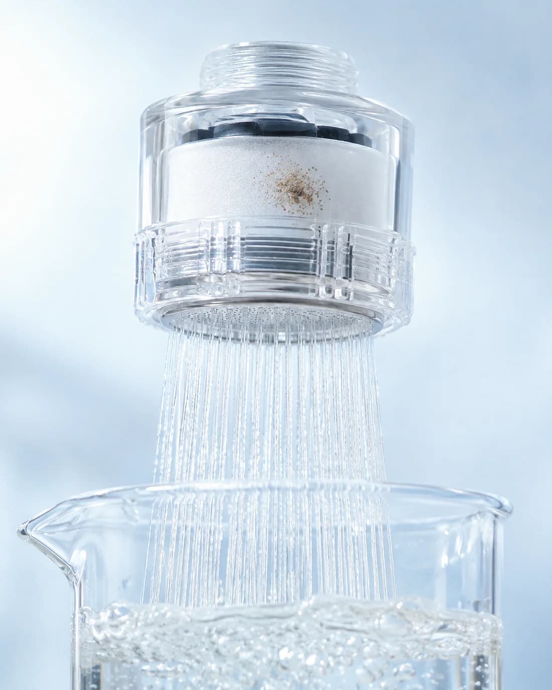 The AQUABELL filter body holding captured sediment while clear water flows through